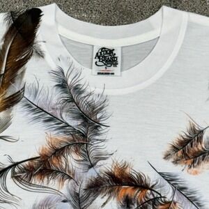 Axtion Brand Mens S White Feather Graphic T Shirt Short Sleeve Crew Neck India
